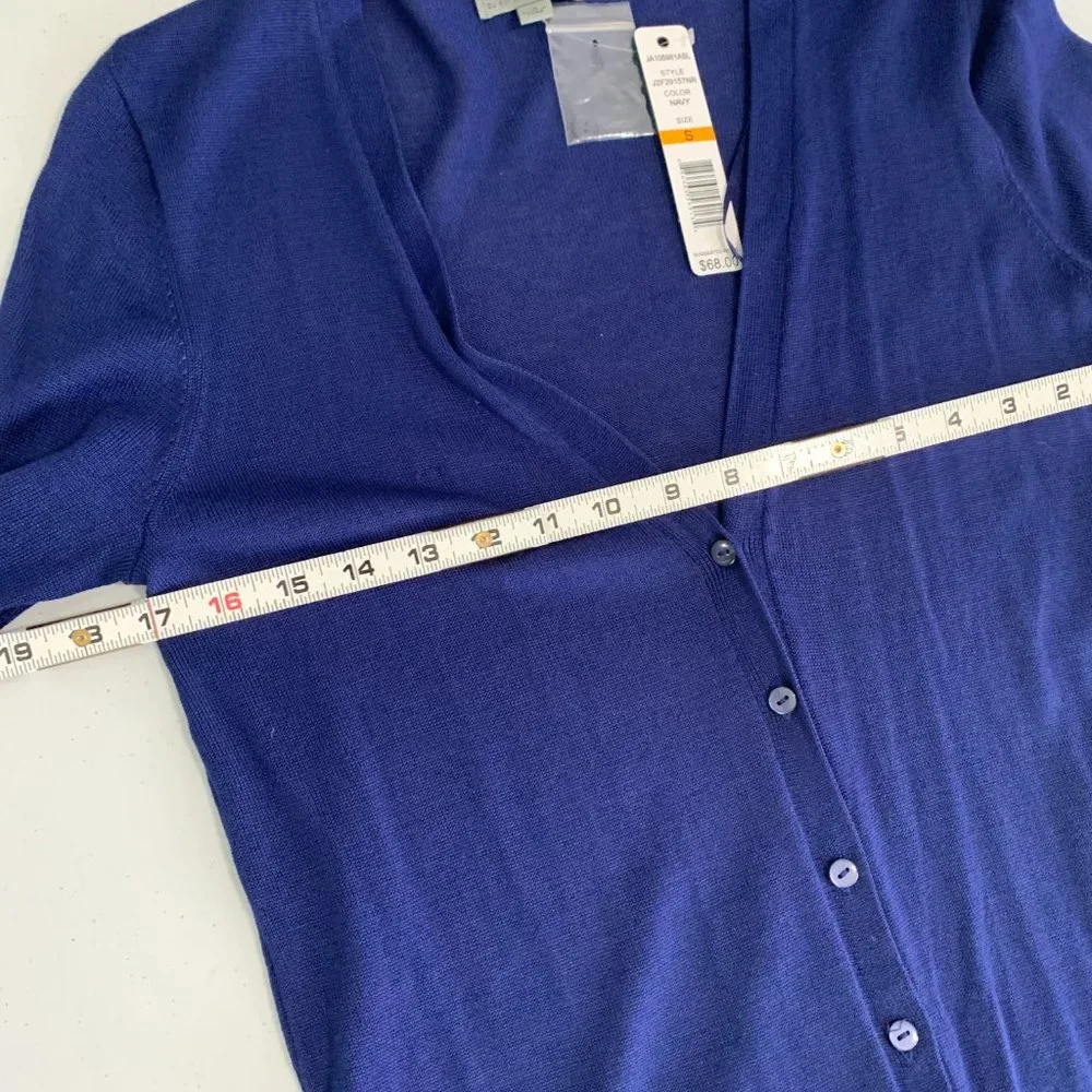 Joseph A. Lightweight Long Sleeve Royal Blue V Neck Cardigan Sweater Size Small